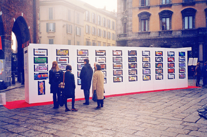 la mostra dei bozzetti sul retro del pannello